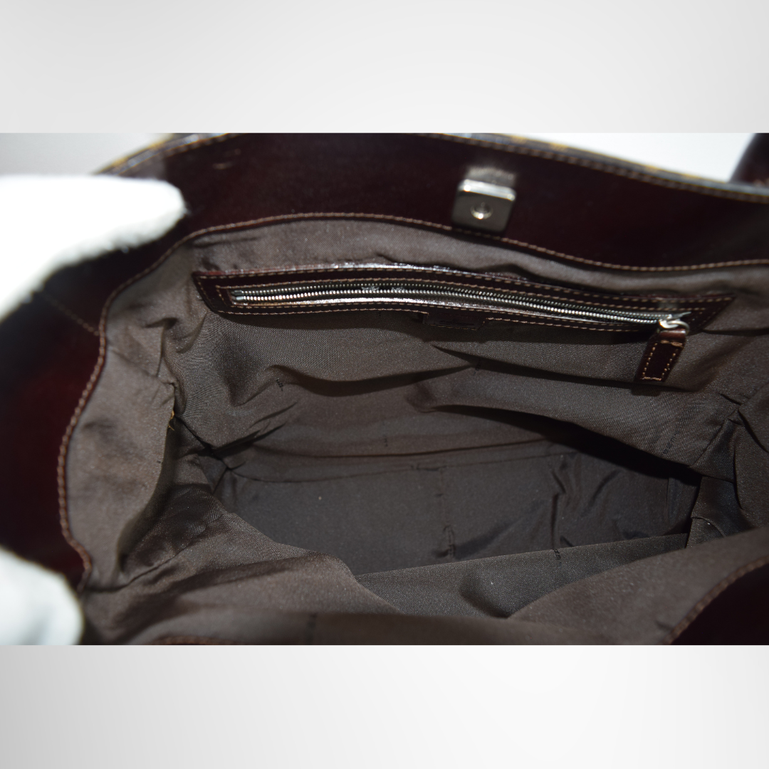 Fendi Preowned Luxury Bag Zucca Pattern Tote Bag Interior View