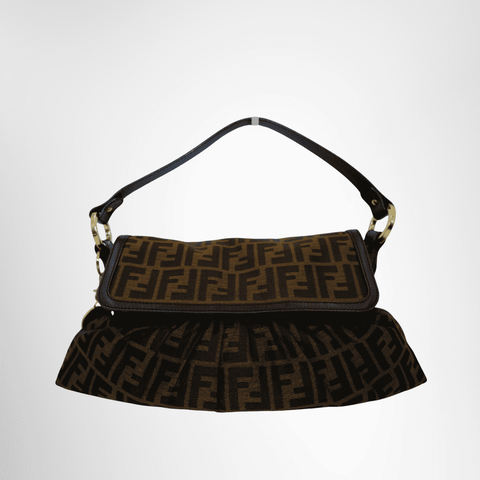 Fendi Preowned Luxury Bag Zucca Shoulder Bag Front View