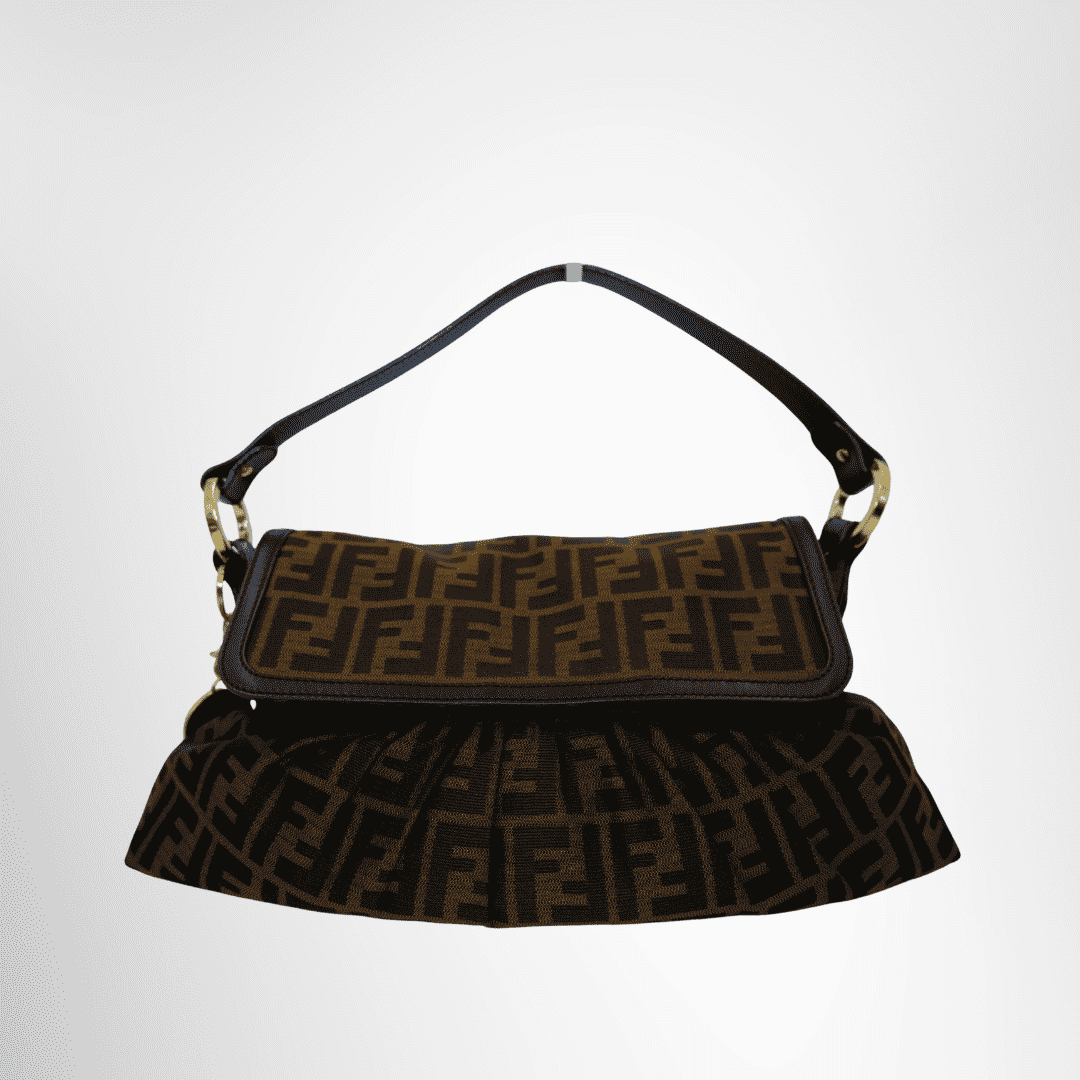 Fendi Preowned Luxury Bag Zucca Shoulder Bag Front View
