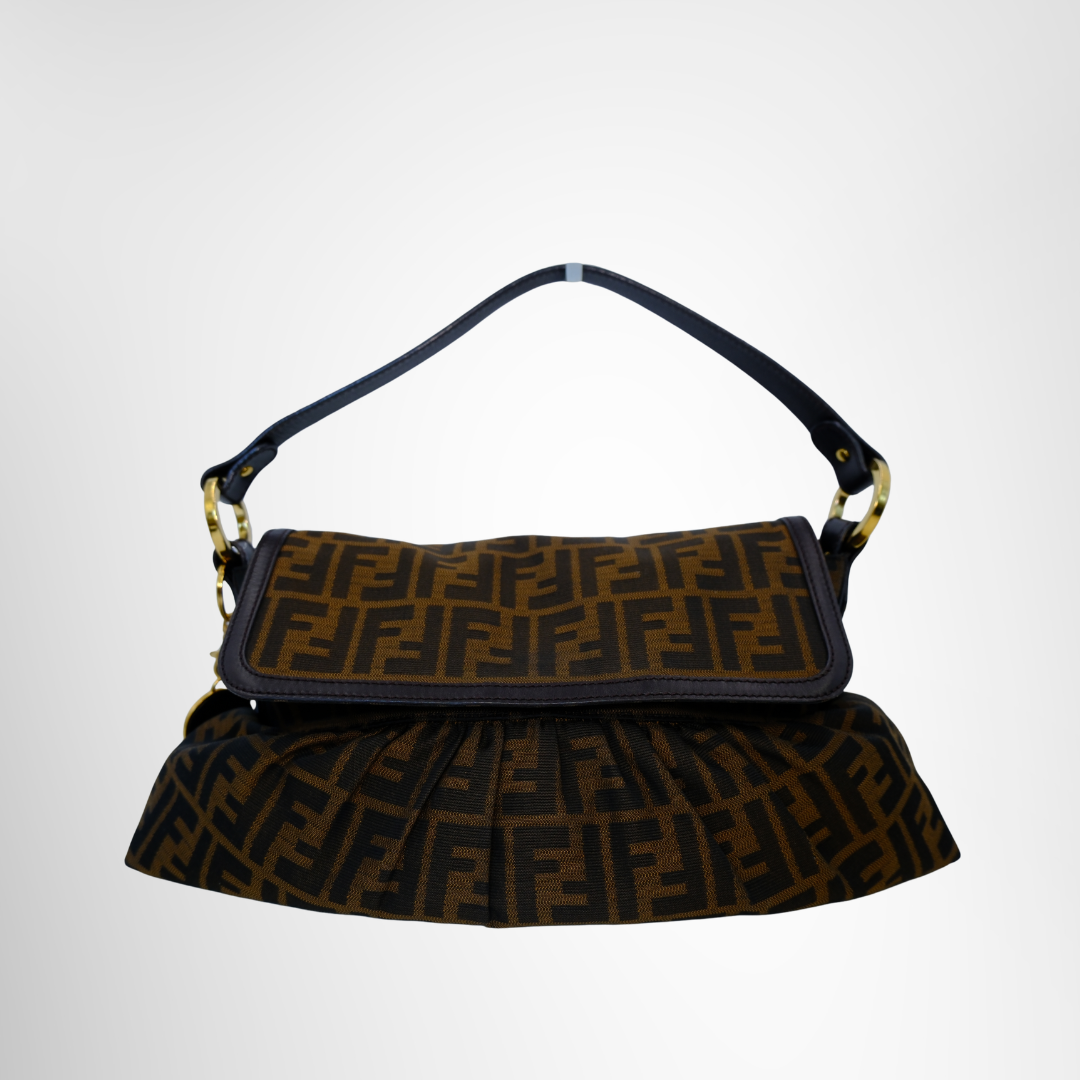 Fendi Preowned Luxury Bag Zucca Shoulder Bag Front View