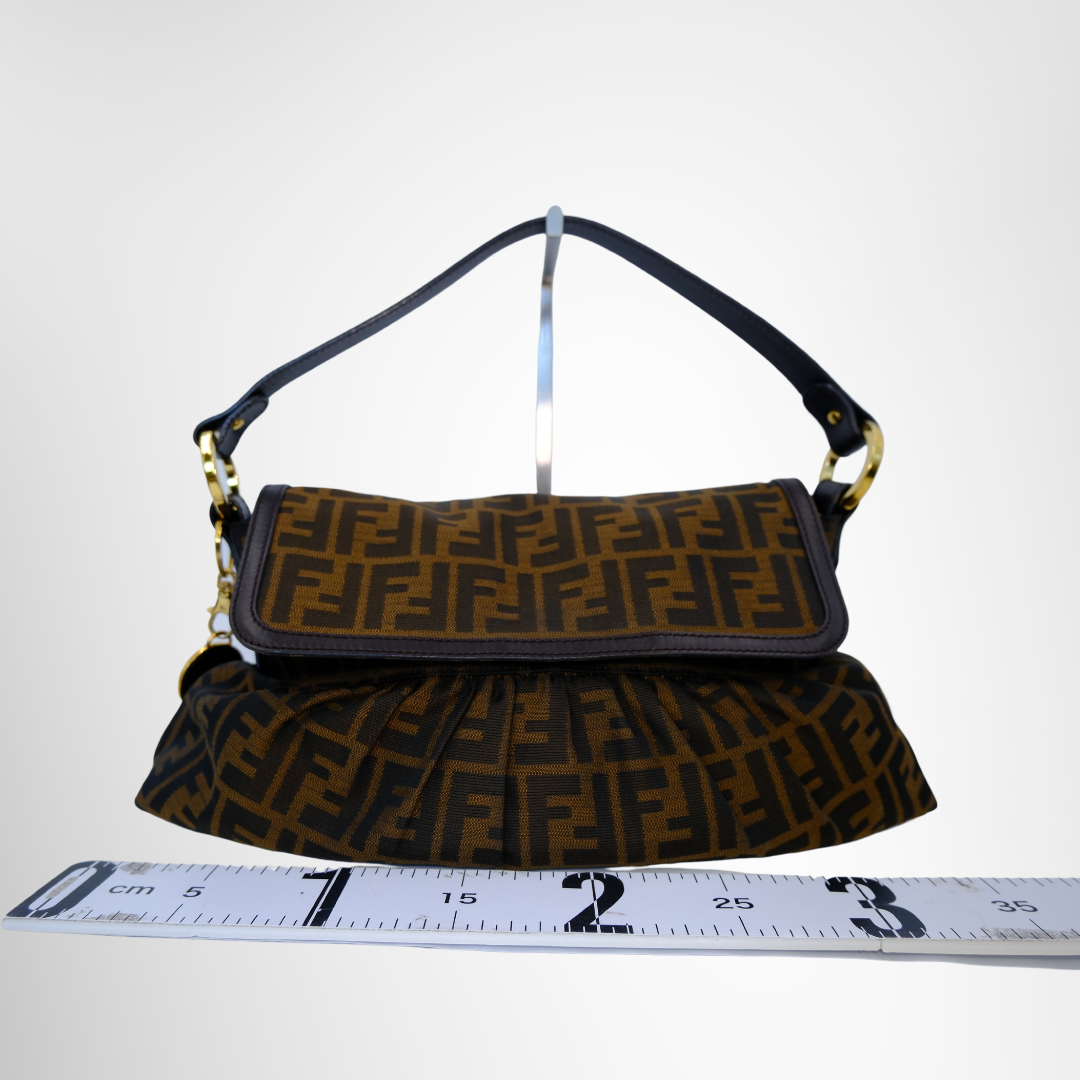 Fendi Preowned Luxury Bag Zucca Shoulder Bag Front View