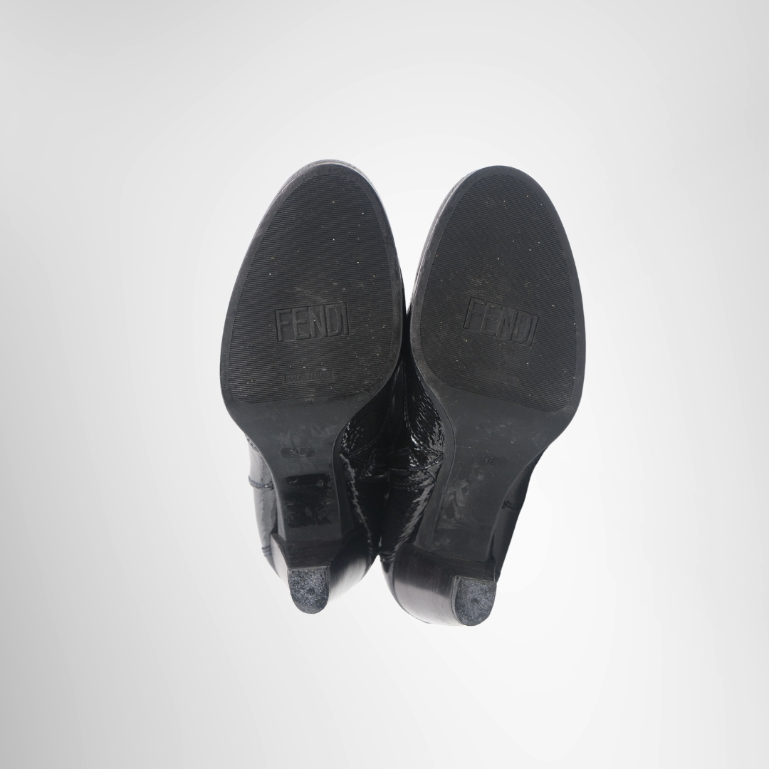 Fendi Preowned Luxury Boots Logo Long Boots Bottom View