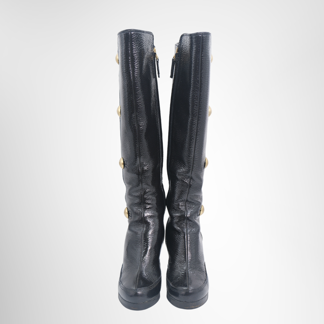 Fendi Preowned Luxury Boots Logo Long Boots Front View