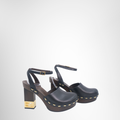 Fendi Preowned Luxury Clogs Fendi Baguette Show Leather High-Heeled Clogs Side View