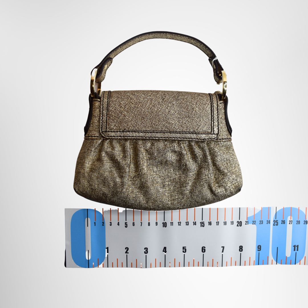 Fendi Preowned Luxury Iridescent Calfskin Mini Baguette Chef Style Hand Bag Back View - Antonio & Co.