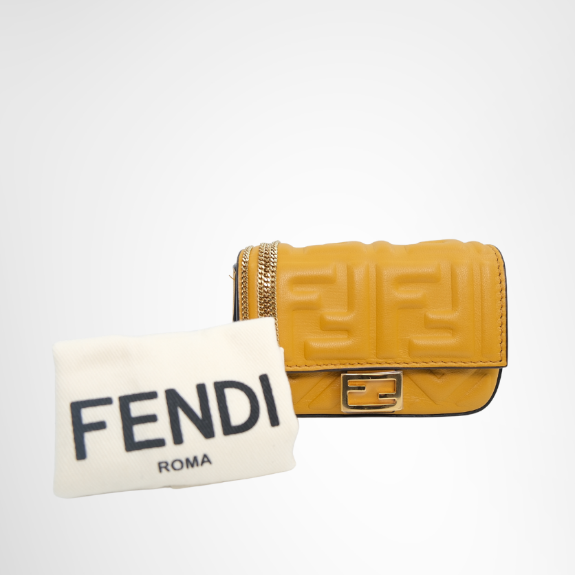 Fendi Preowned Luxury Nano Baguette Charm Front View With Dust Bag