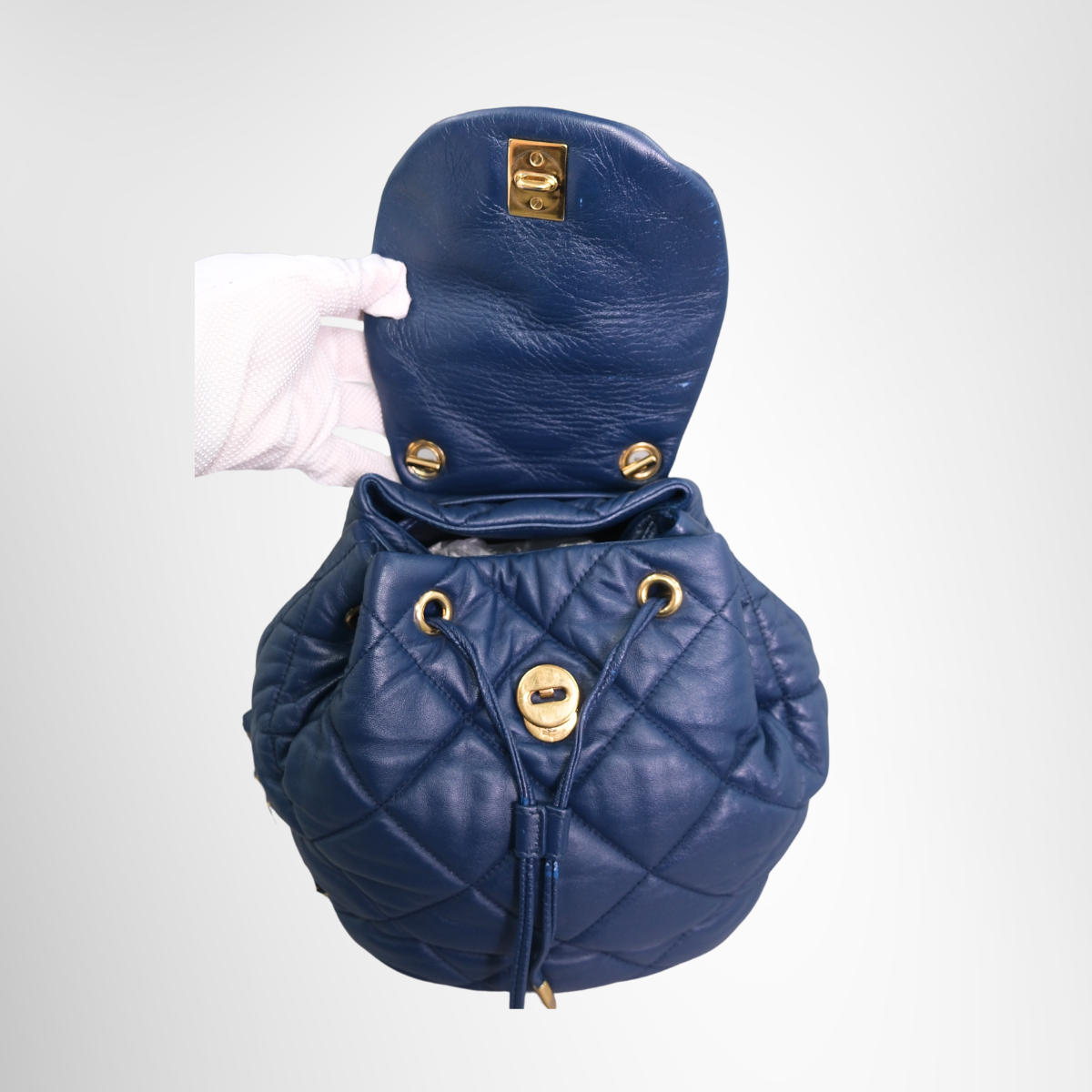 Salvatore Ferragamo Quilted Leather Backpack –  Blue