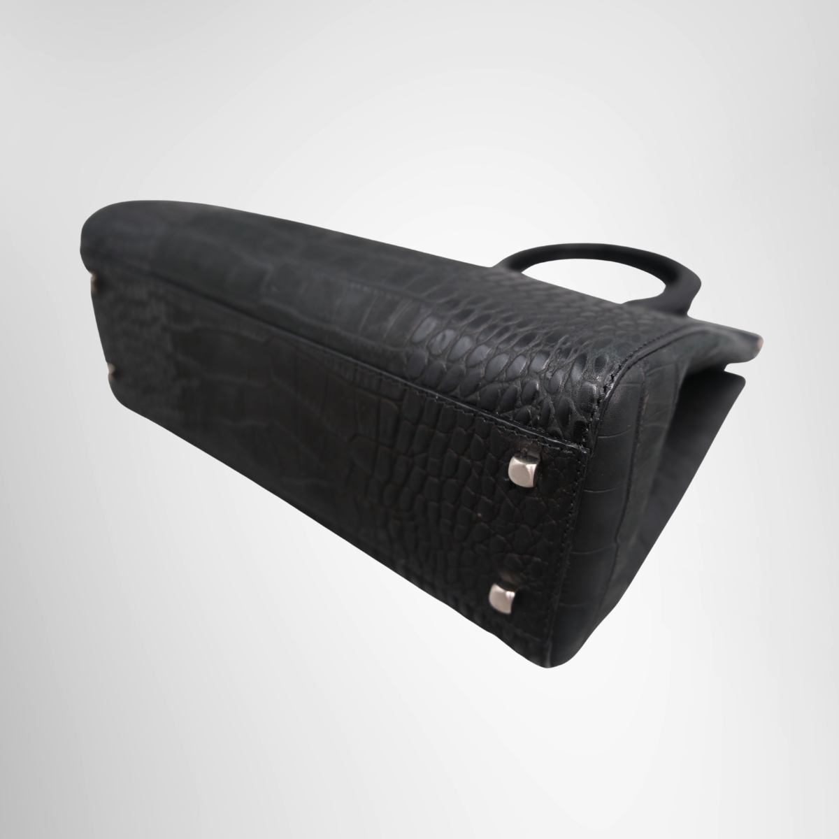 Gancini Handbag in Croc Embossed
