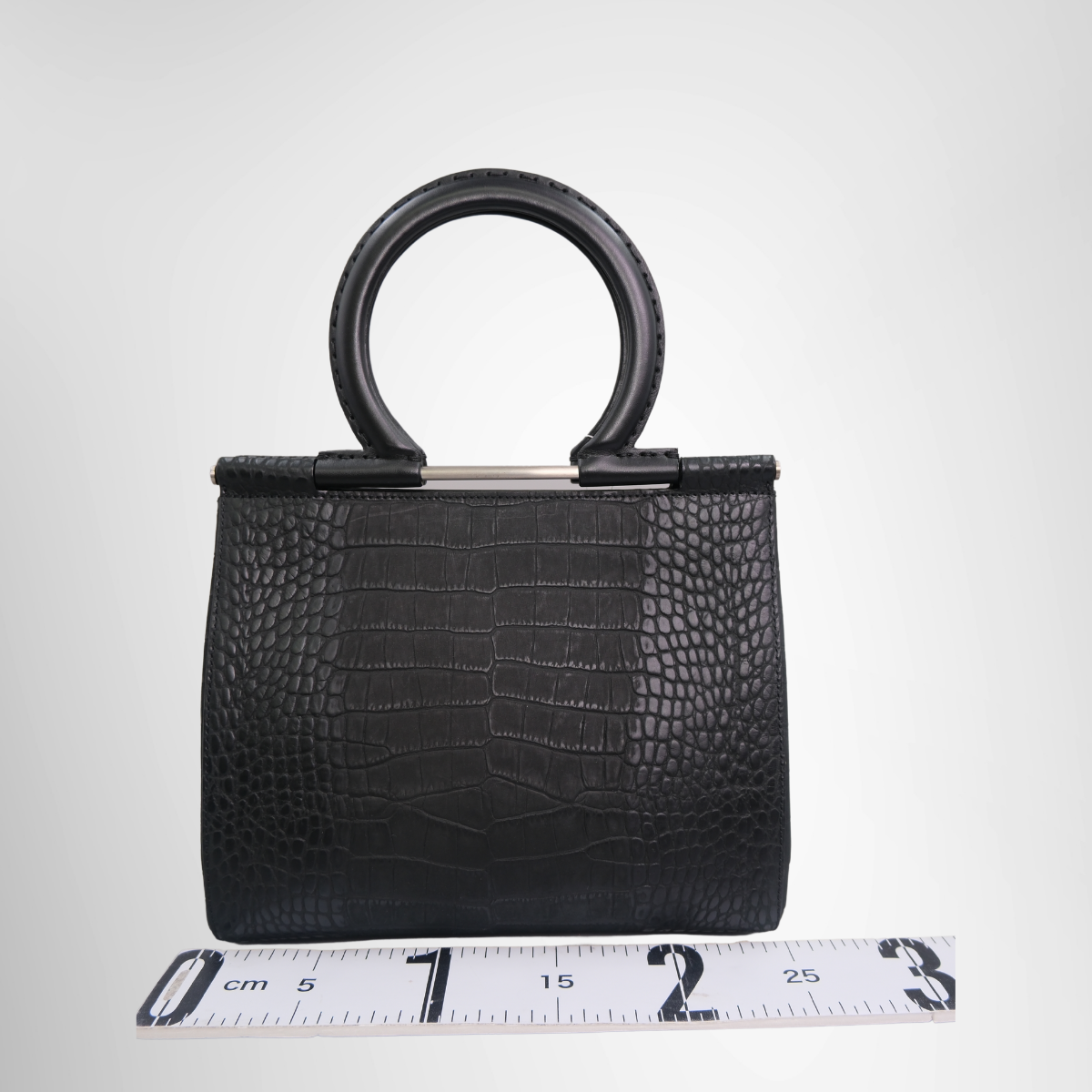 Gancini Handbag in Croc Embossed