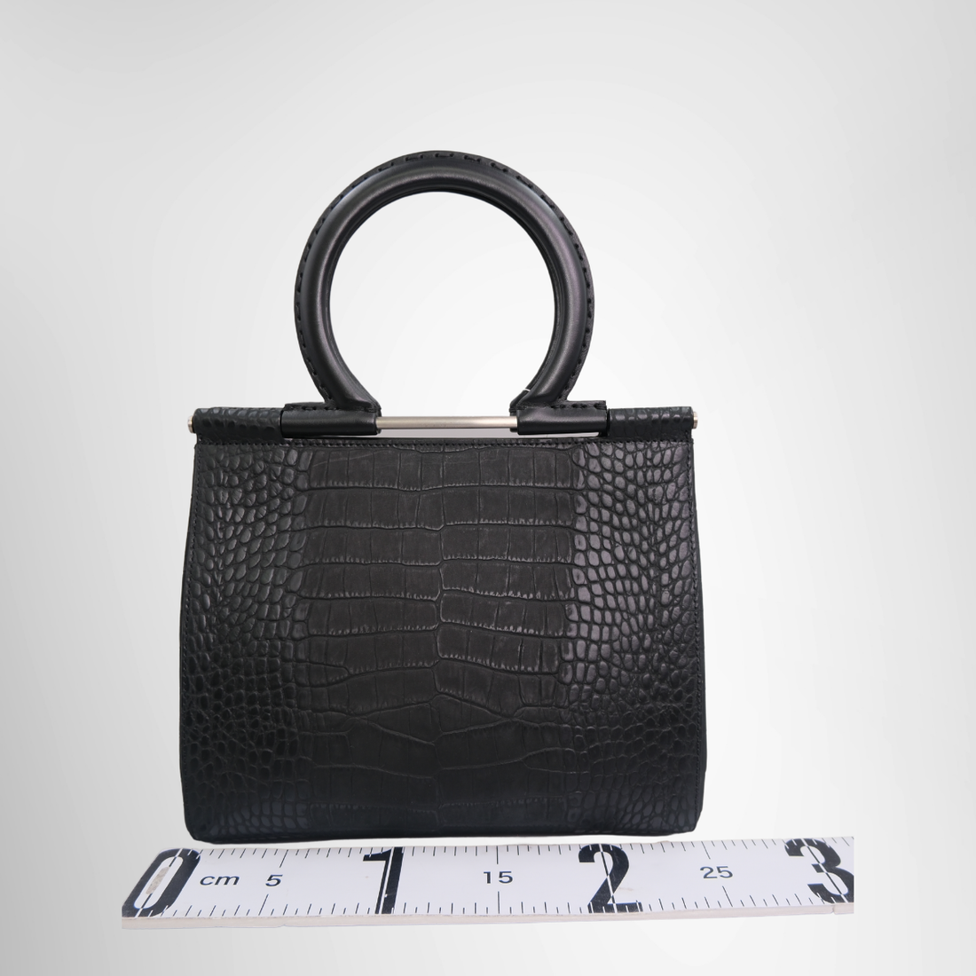 Gancini Handbag in Croc Embossed