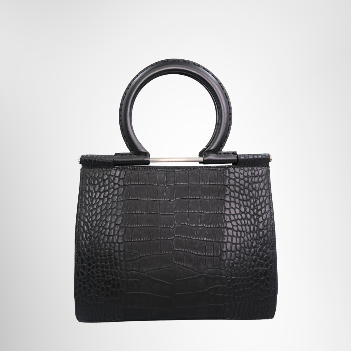 Gancini Handbag in Croc Embossed