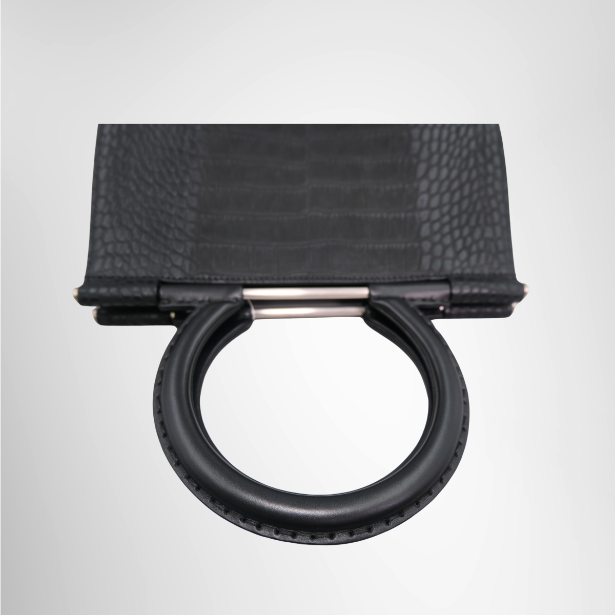 Gancini Handbag in Croc Embossed