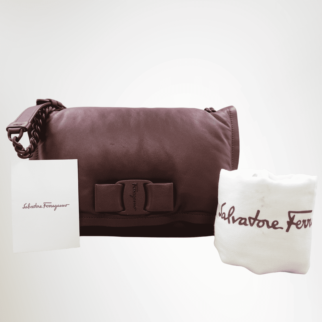 Salvatore Ferragamo Viva Bow Shoulder Bag – Maroon