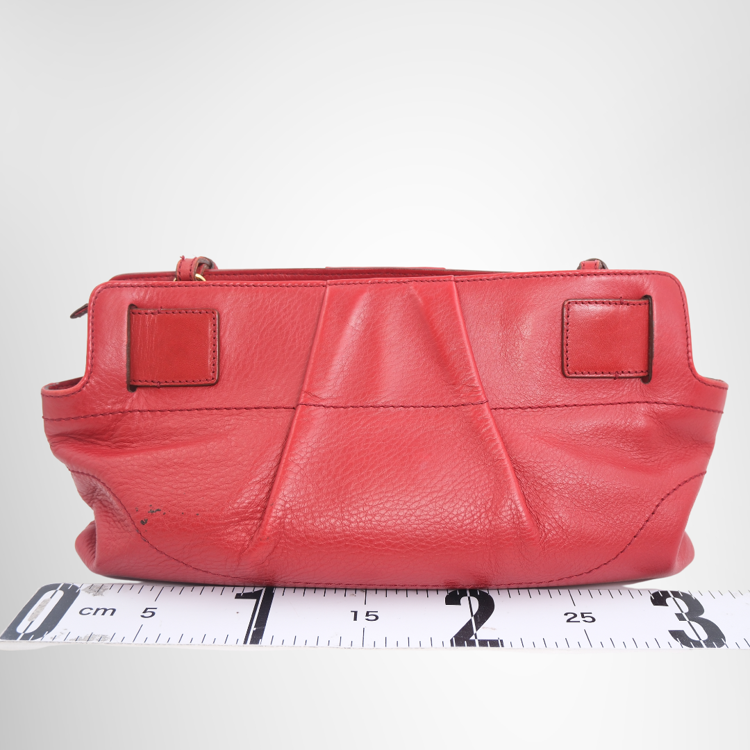 Ferragamo Preowned Luxury Bag Gancini Red Shoulder Bag Back View