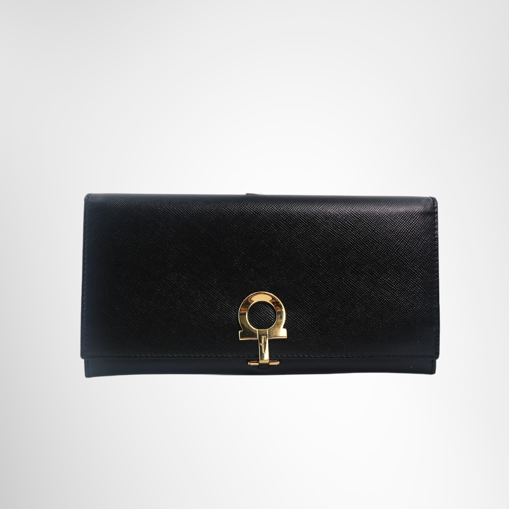 Ferragamo Preowned Luxury Gancini Long Wallet Front View - Antonio & Co.