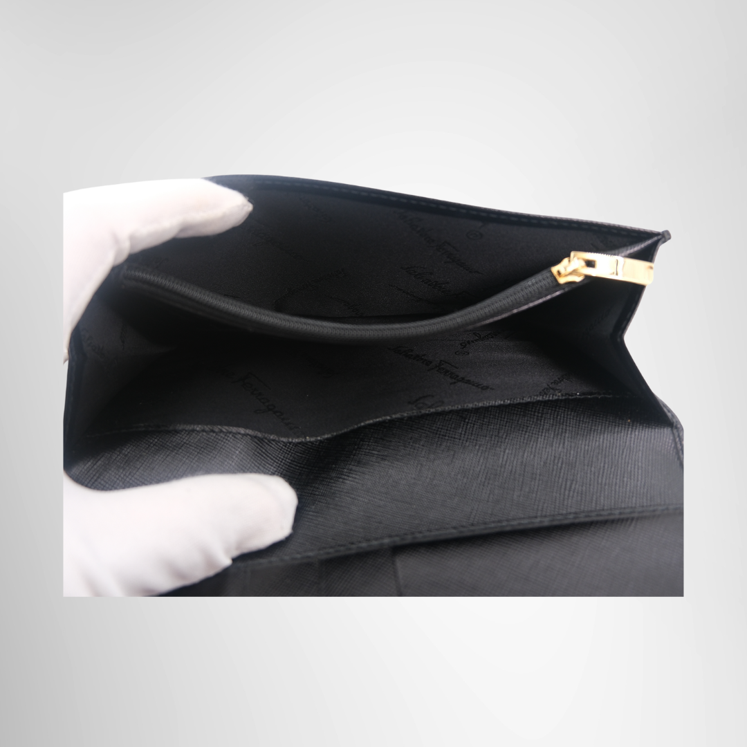 Ferragamo Preowned Luxury Gancini Long Wallet Inside View - Antonio  Co.