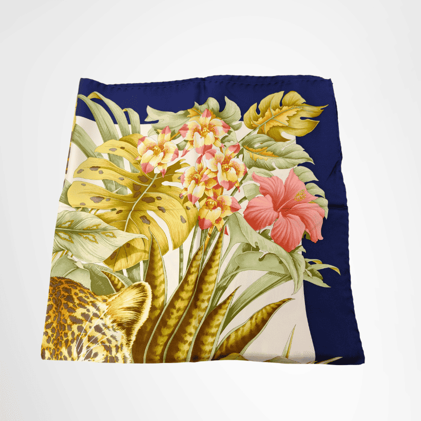 Salvatore Ferragamo Leopard Exotic Foliage Silk Scarf