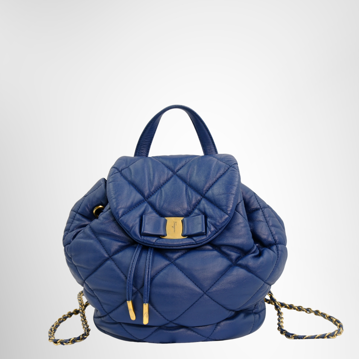 Ferragamo Preowned Luxury Navy Backpack - Antonio & Co. Front Page