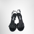 Ferragamo Preowned Luxury Shoes Ferragamo Black Satin Lida Front View
