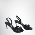 Ferragamo Preowned Luxury Shoes Ferragamo Black Satin Lida Side View