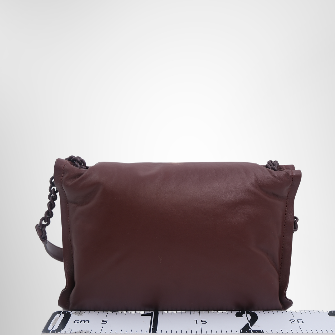 Ferragamo Preowned Luxury Viva Bow Shoulder Bag in Maroon Back View - Antonio & Co.