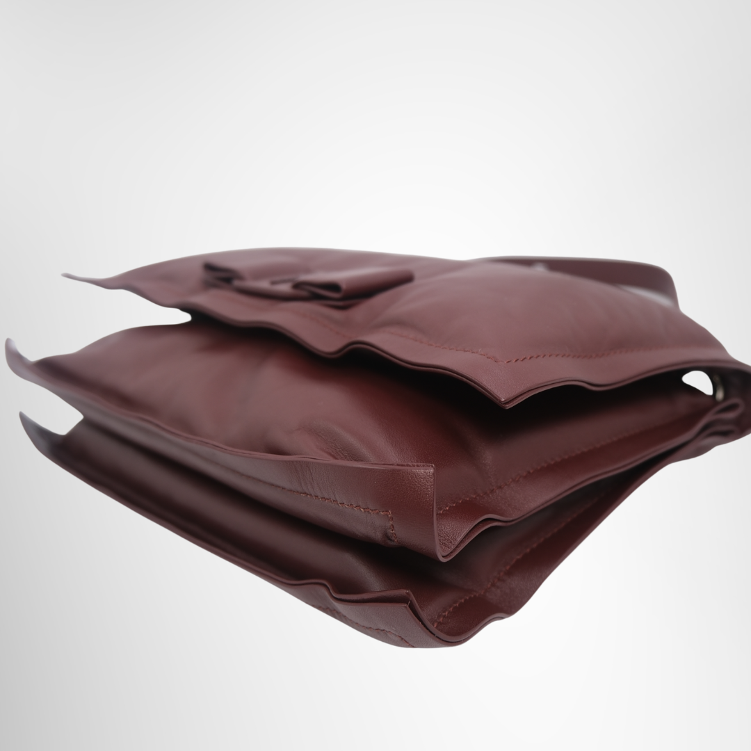 Ferragamo Preowned Luxury Viva Bow Shoulder Bag in Maroon Bottom Side View1 - Antonio & Co.
