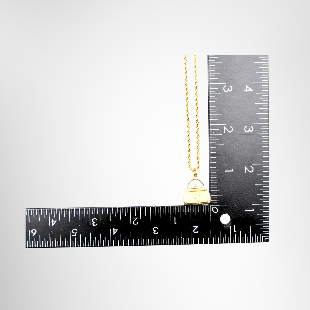 CD Necklace Logo Handbag in Gold Tone