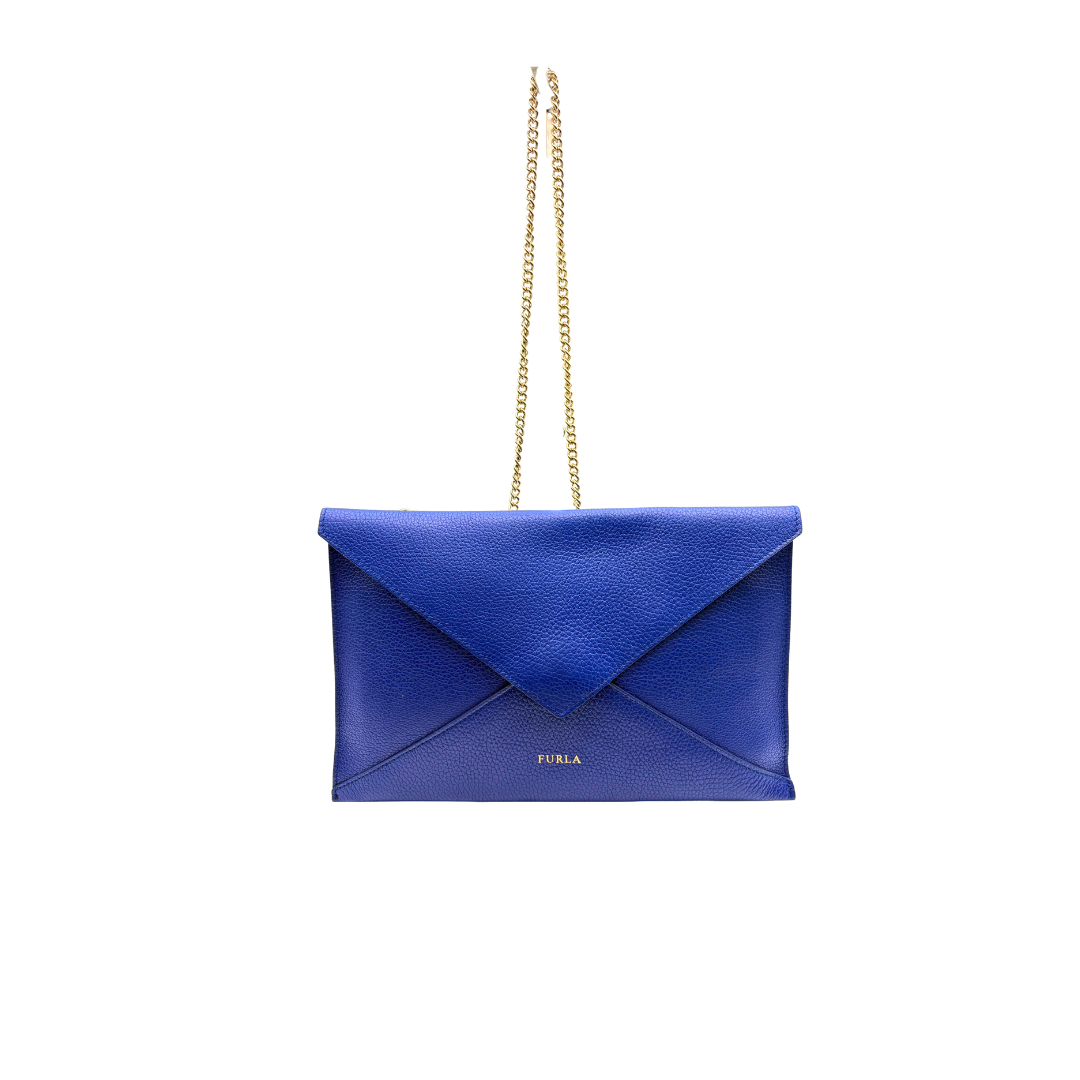 Furla Preowned Luxury 2-Way Clutch Chain Shoulder Bag Front View