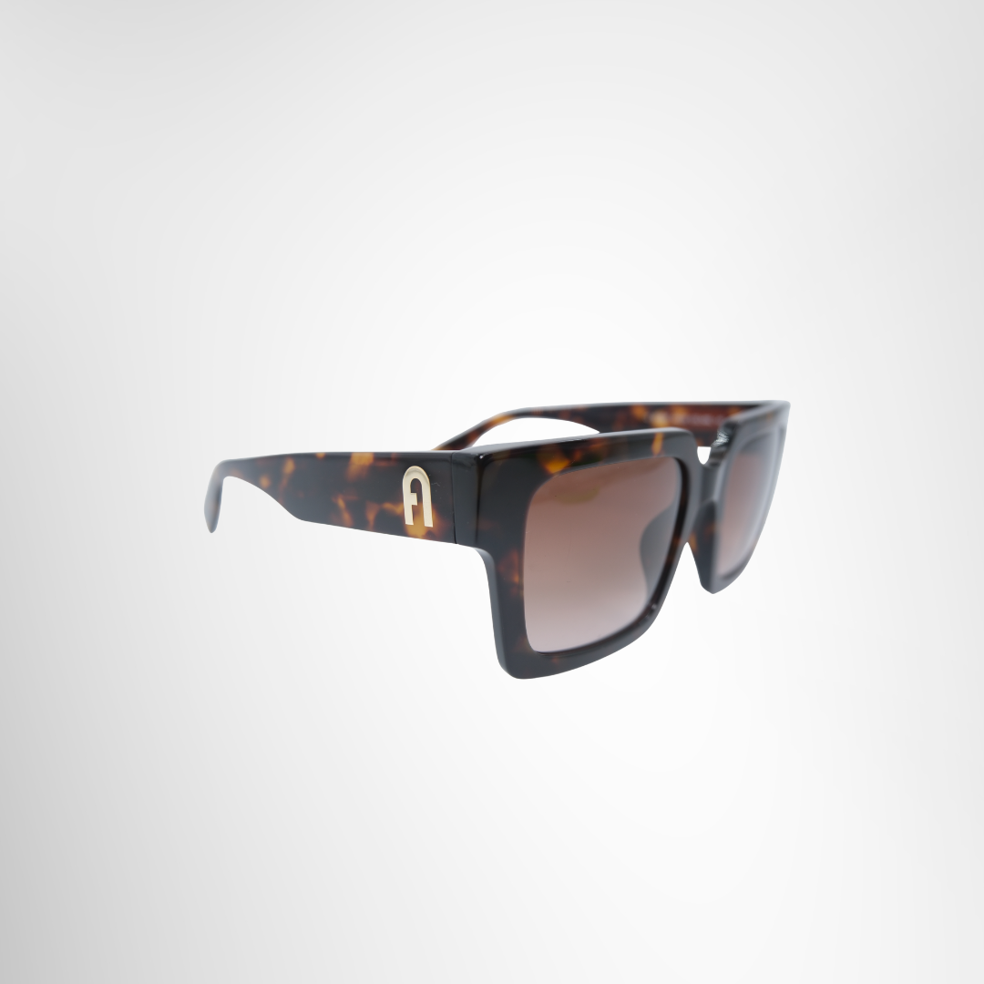 Furla Preowned Luxury SFU837 Brown Tortoise Acetate Frame Side View