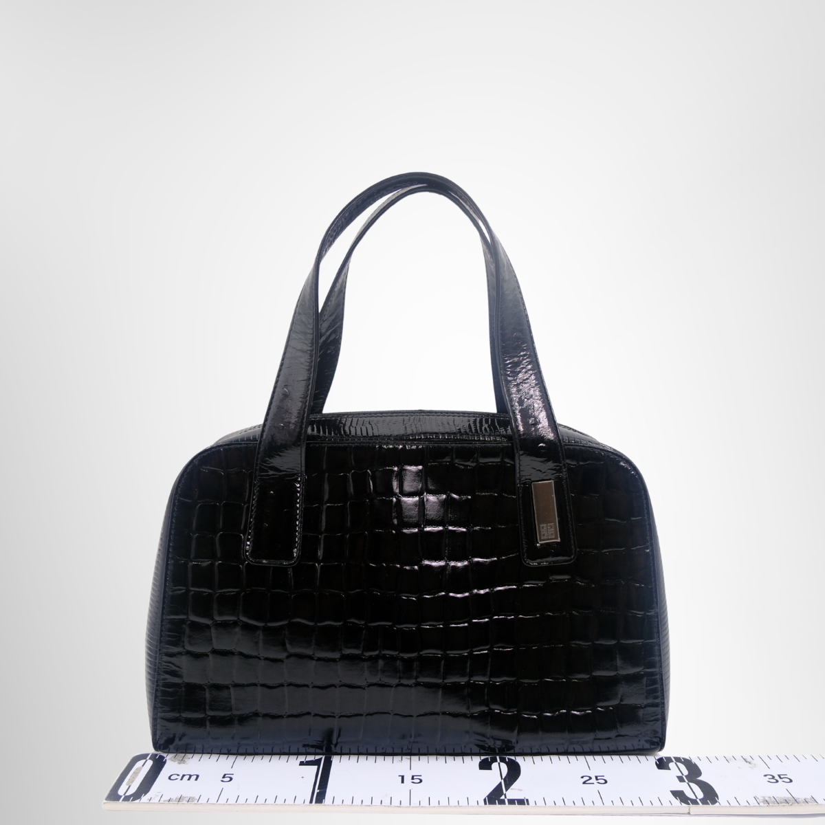 Givenchy Preowned Luxury Embosses Black Handbag Front View - Antonio & Co.