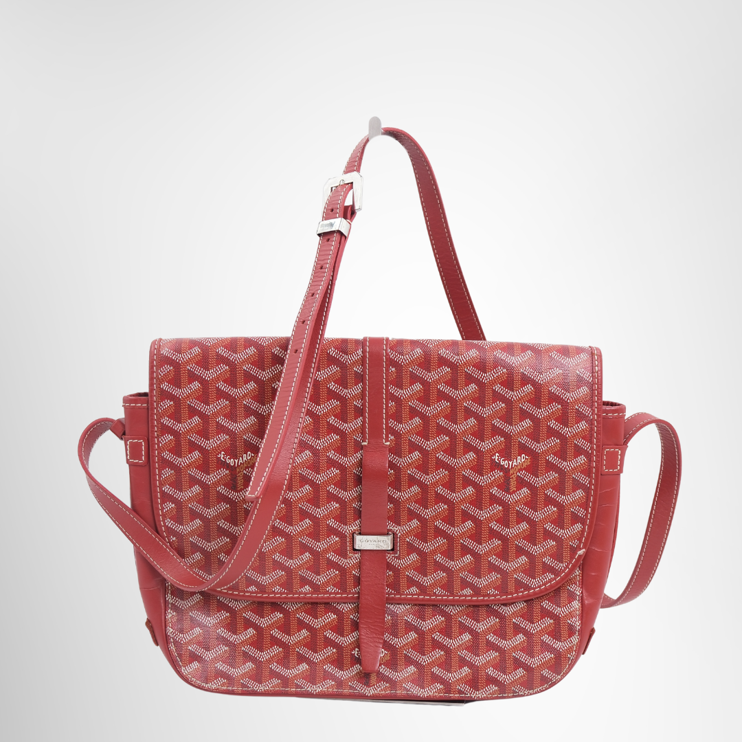 Goyard Preowned Luxury Bag Belvedere MM Burgundy MM Bag Front View