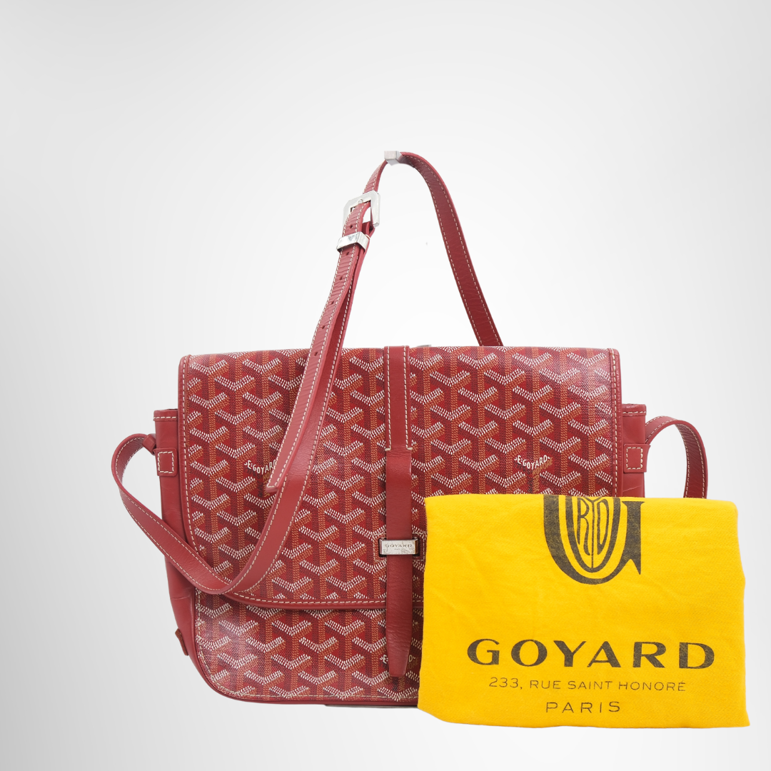 Goyard Preowned Luxury Bag Belvedere MM Burgundy MM Bag Front View 2