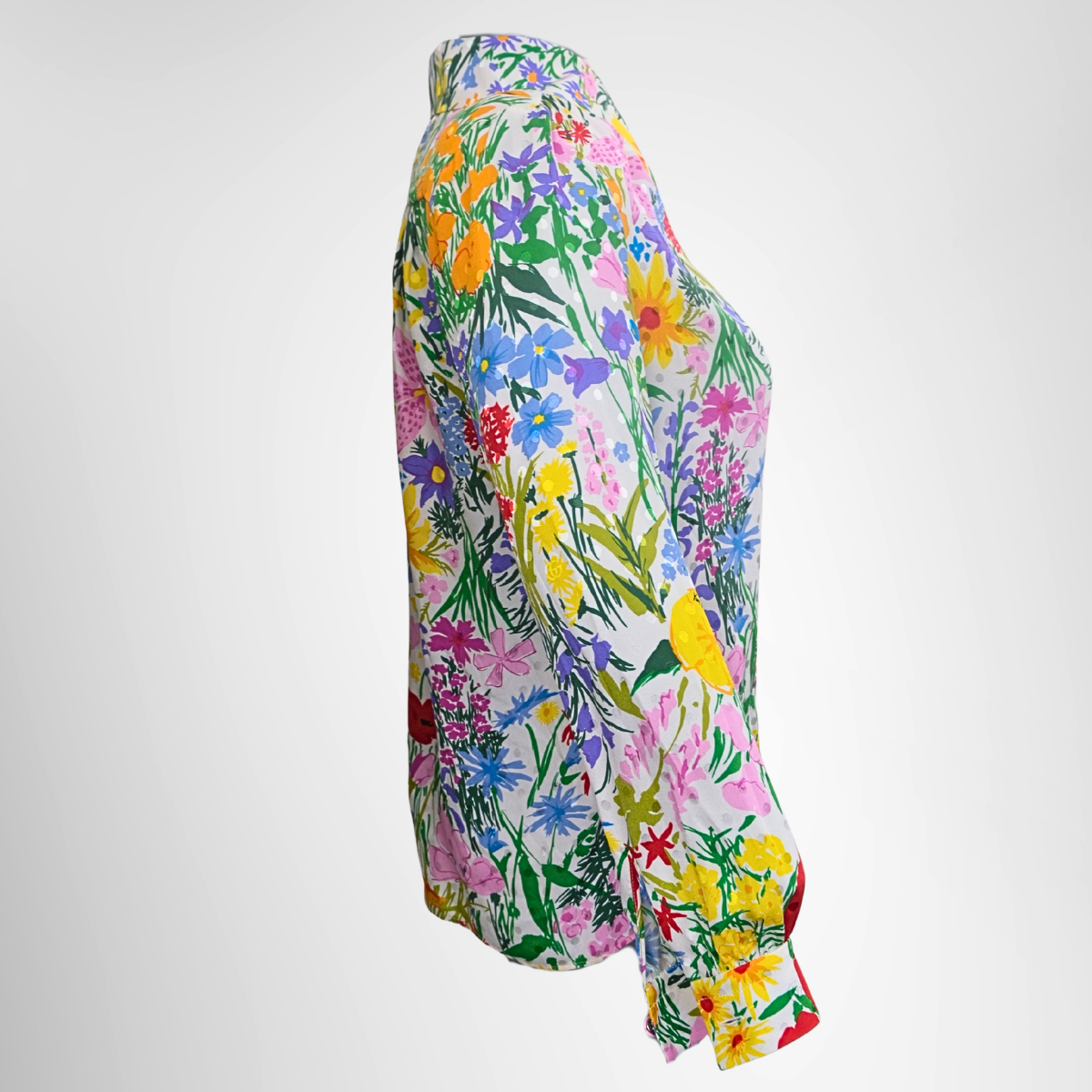 Gucci Silk Floral Long Sleeve – Pre-Owned Luxury Brand Apparel – Antonio & Co Side View 