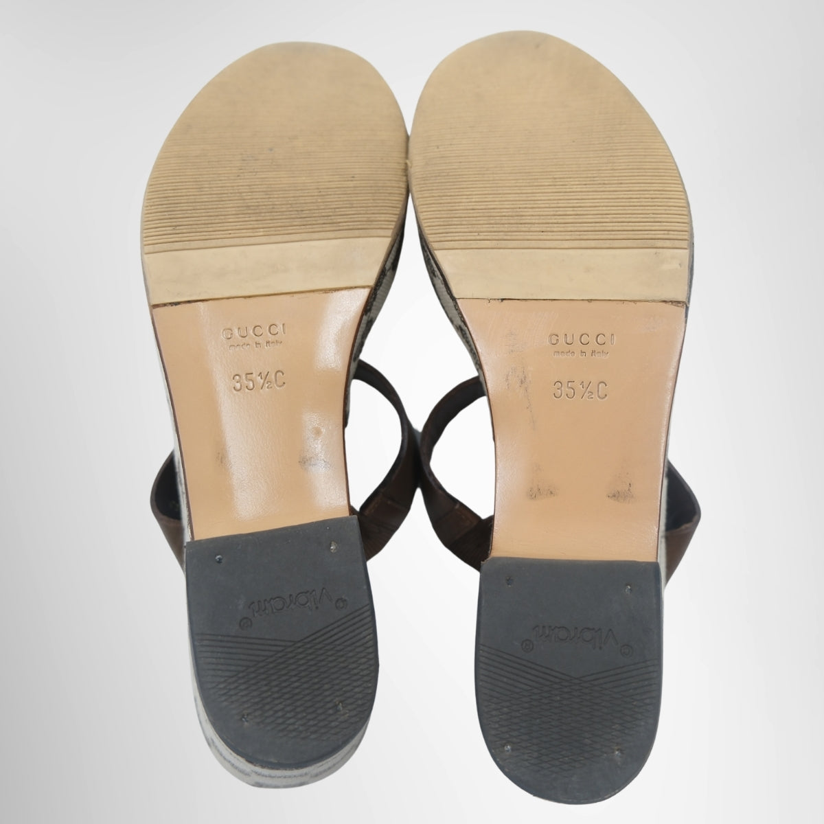 Gucci GG Canvas Platform Sandals – Pre-Owned Luxury Brand Shoes – Antonio & Co Soles View