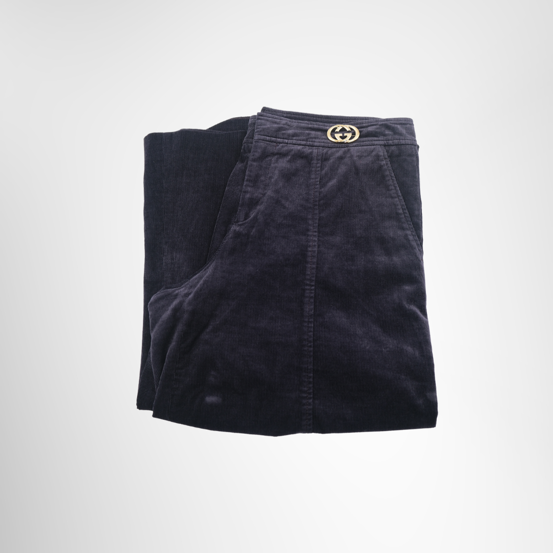 Gucci Navy Blue Corduroy Flare Trousers Size 40 – Pre-Owned Luxury Apparel – Antonio & Co – Front Page