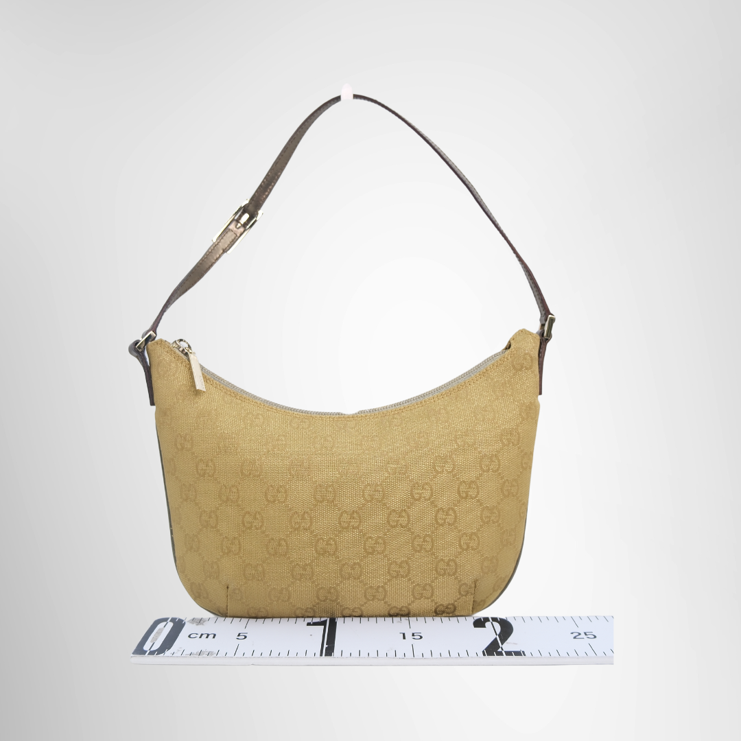 Gucci Preowned Luxury Bag 2000-2015 GG Gold Canvas Shoulder Bag Back View
