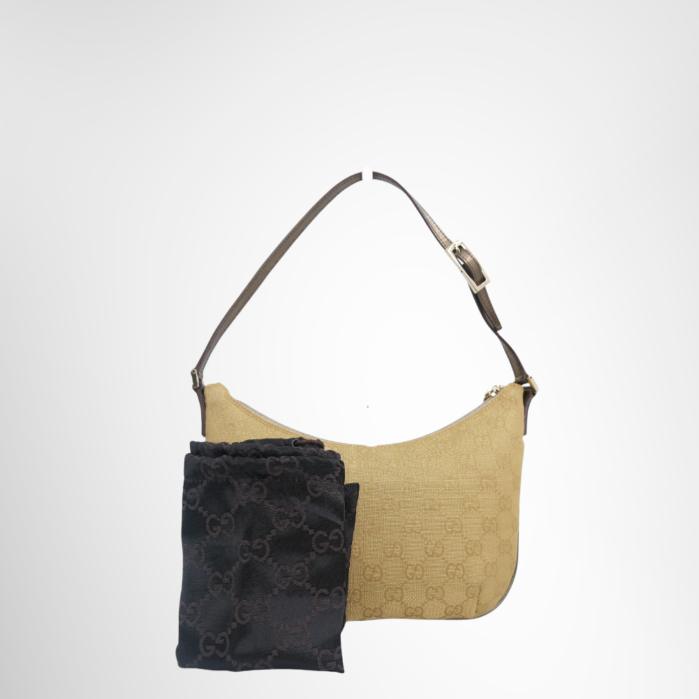 Gucci Preowned Luxury Bag 2000-2015 GG Gold Canvas Shoulder Bag Front View 2