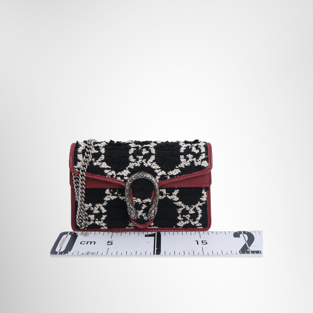 Gucci Preowned Luxury Bag Dionysus GG Tweed Super Mini Bag Front View 2