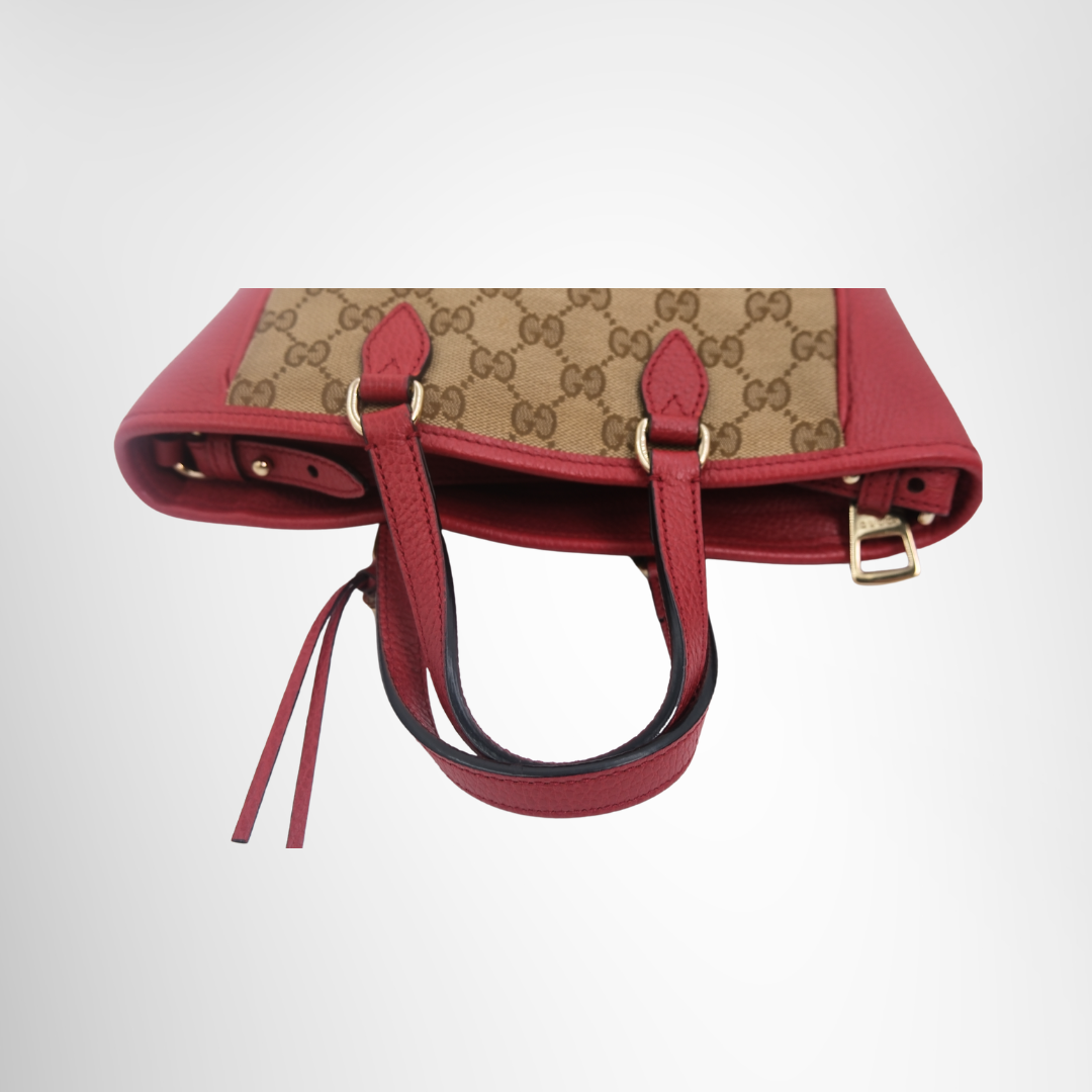 Gucci Preowned Luxury Bag GG Canvas Bree Satchel Handle View