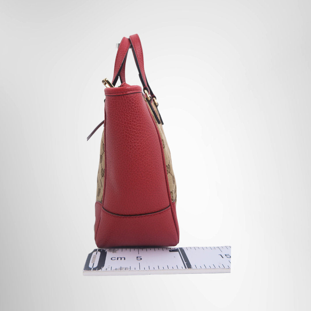 Gucci Preowned Luxury Bag GG Canvas Bree Satchel Side View