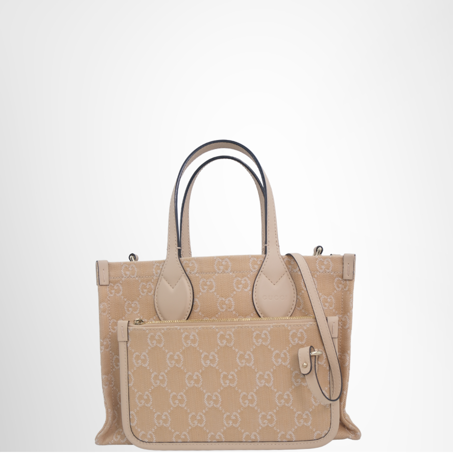 Gucci Preowned Luxury Bag GG Denim 2way Bag Front View 2