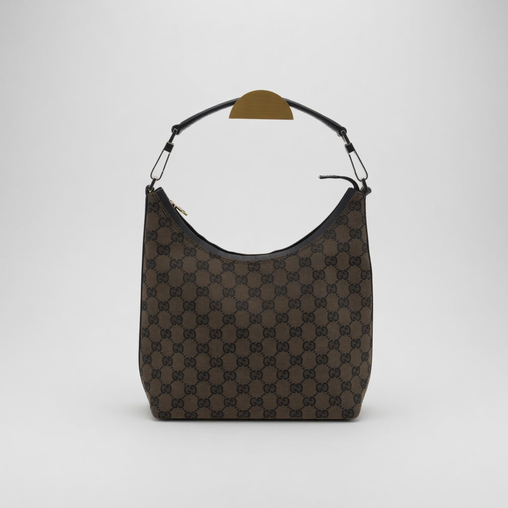 Gucci Preowned Luxury Bag GG Supreme Canvas Hobo Bag Front View