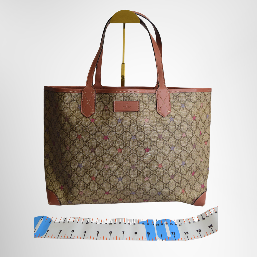 Gucci Preowned Luxury Bag GG Supreme Star Pattern Tote Bag Front View 2