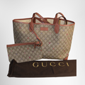 Gucci Preowned Luxury Bag GG Supreme Star Pattern Tote Bag Front View With Accessories
