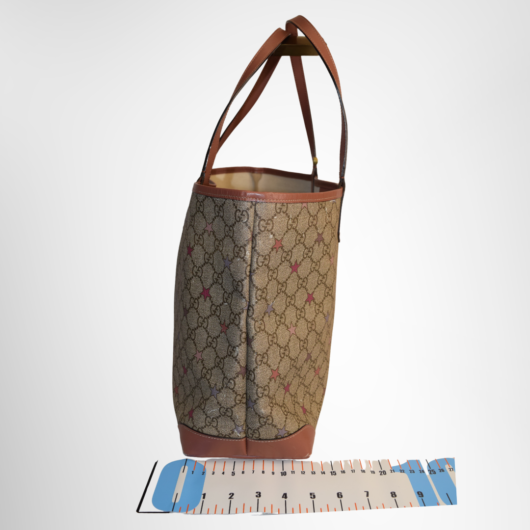 Gucci Preowned Luxury Bag GG Supreme Star Pattern Tote Bag Side View