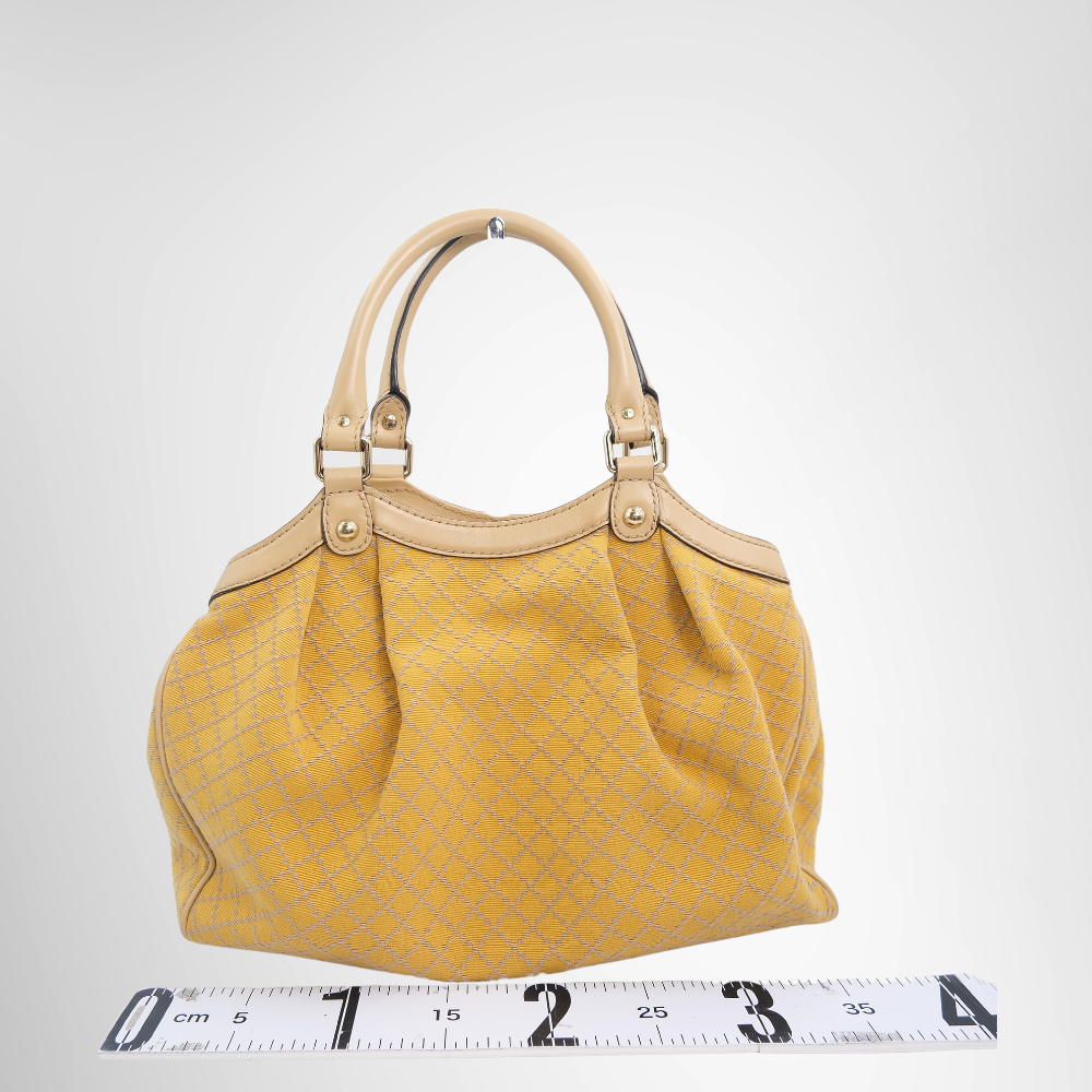 Gucci Preowned Luxury Bag Medium Sukey Tote Bag in Yellow Diamante Canvas Back View