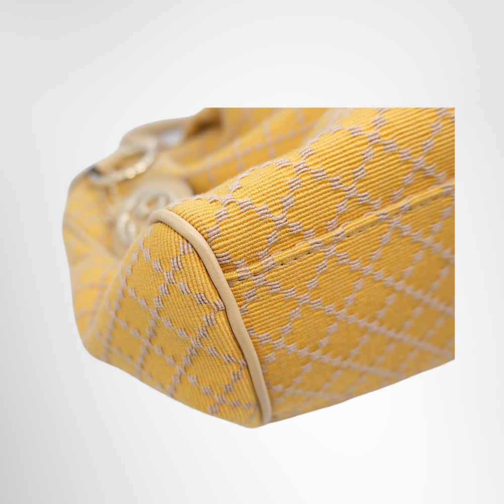 Gucci Preowned Luxury Bag Medium Sukey Tote Bag in Yellow Diamante Canvas Bottom View 2