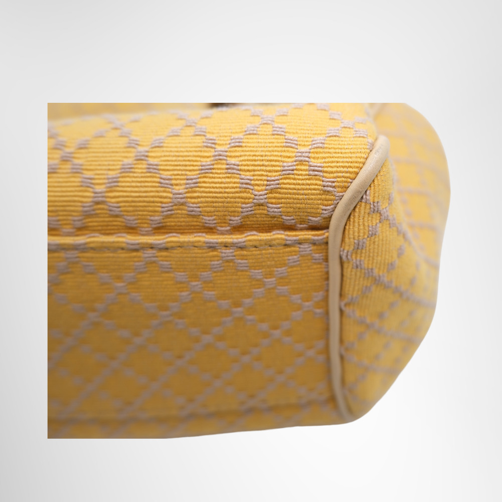 Gucci Preowned Luxury Bag Medium Sukey Tote Bag in Yellow Diamante Canvas Bottom View 3
