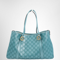 Gucci Preowned Luxury Bag Twins Tote in Turquoise Front View