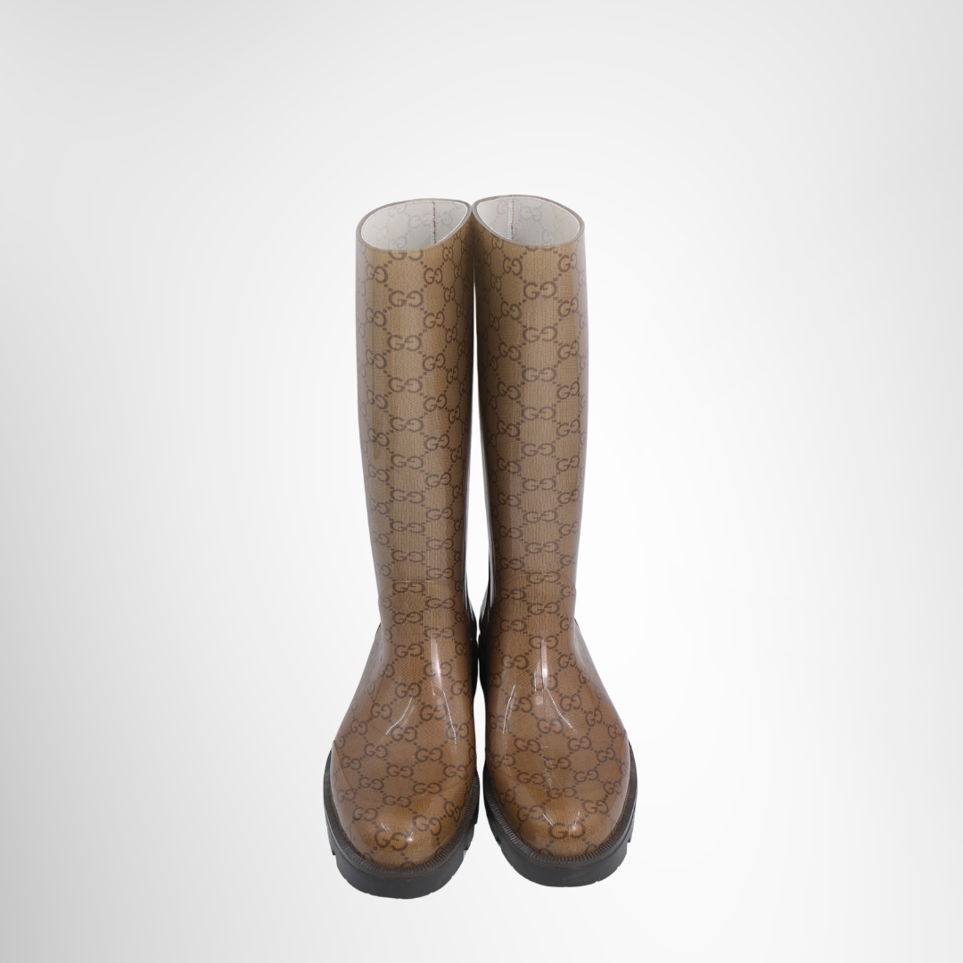 Gucci Preowned Luxury Boots GG Rain Boots Front View